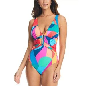 Bleu by Rod Beattie Women's Molded-Cup One-Piece Swimsuit Multicolor Size 10